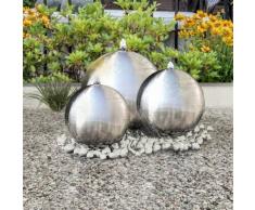 vidaXL 3 pcs Sphères de fontaine de jardin avec LED Acier inoxydable