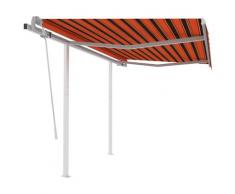 vidaXL Auvent manuel rétractable avec poteaux 3x2,5 m Orange et marron