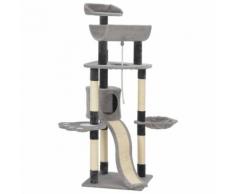 vidaXL Arbre à chat avec griffoirs en sisal Gris 145 cm