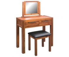 vidaXL Coiffeuse avec tabouret et miroir Bois d'acacia massif