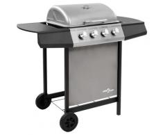 vidaXL Barbecue gril à gaz avec 4 brûleurs Noir et argenté