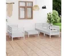 vidaXL Salon de jardin 6 pcs Blanc Bois de pin massif