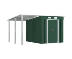 vidaXL Abri de jardin avec toit étendu Vert 346x236x181 cm Acier