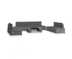 vidaXL Salon de jardin 8 pcs Résine tressée Gris
