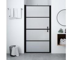 vidaXL Porte de douche Verre trempé dépoli 91x195 cm Noir