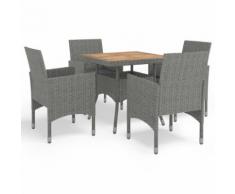 vidaXL Ensemble à dîner de jardin 5 pcs Gris Résine tressée et acacia