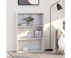 vidaXL Bibliothèque à 3 niveaux Blanc brillant 80x30x114 cm Aggloméré