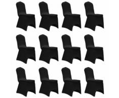 vidaXL Housses élastiques de chaise Noir 12 pcs