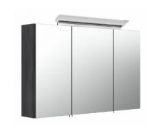 Armoire de toilette avec miroirs et Lampe LED acrylique 100cm en Graphite