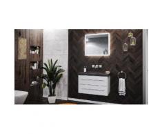 Damo avec vasque en granit India Black 75cm sans pré-perçage & miroir à LED
