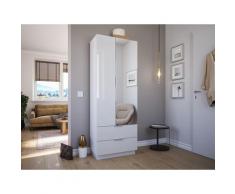 Meuble chaussures Castello-M 1porte miroir tiroirs pour 24paires Blanc brillant