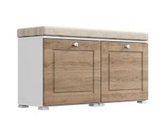 Banc à chaussures Cottage armoire pour 8 paires 105x55 cm Blanc-chêne
