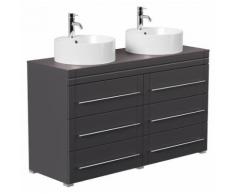 Meuble double vasque Memoria moderne anthracite satiné à poser
