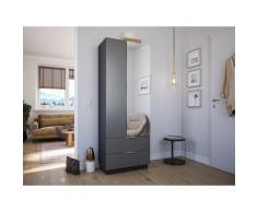 Meuble à chaussures Castello-M 1 porte miroir tiroirs pour 24 paires Cendre