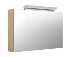 Armoire de toilette avec miroirs et Lampe LED acrylique 100cm en Décor chêne