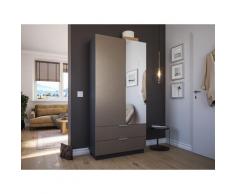 Meuble à chaussures Castello-L 1 porte miroir tiroirs pour 30 paires Sable