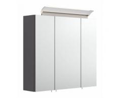 Armoire de toilette avec miroirs et Lampe LED acrylique 70 cm Anthracite satiné