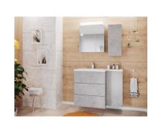 Ensemble meuble de SDB Elisa droite avec armoire de toilette en Aspect Béton