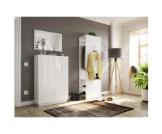 Garde-robe Gala-M 3pcs armoire à chaussures 24 paires Blanc brillant