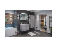 Ensemble de SDB Firenze 80 (4 Pièces/C) en aspect béton avec armoire de toilette