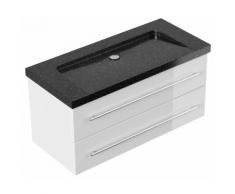 Meuble SDB Damo avec vasque en granit Galaxy Black 100cm sans pré-perçage