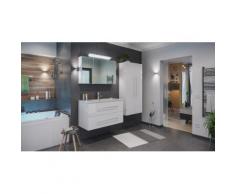 Ensemble de SDB Firenze 100 (4 Pièces/C) en blanc brillant, armoire de toilette