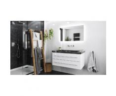 Damo avec vasque en granit Galaxy Black 100cm sans pré-perçage & miroir à LED