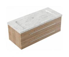 Meuble SDB Damo en avec vasque en marbre Carrara White 130cm sans pré-perçage