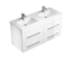 Meuble salle de bain double vasque Helios blanc brilliant
