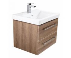 Meuble SDB avec vasque de Villeroy & Boch Subway 2.0 60 cm décor chêne