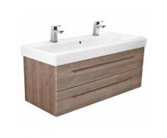 Meuble SDB avec vasque de Geberit Icon 120 cm décor chêne gauche