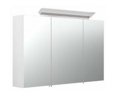 Armoire de toilette avec miroirs et Lampe LED acrylique 100cm en Blanc brillant