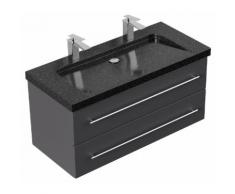 Meuble SDB Damo en anthracite avec une vasque en granit Galaxy Black 100cm