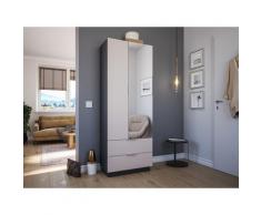 Meuble à chaussures Castello-M 1porte miroir tiroirs pour 24paires Creme-Grafit