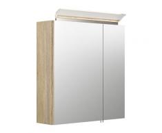 Armoire de toilette avec miroirs et Lampe LED acrylique 60cm en Décor chêne