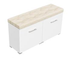 Banc à chaussures Emotion armoire pour 8 paires 105x55 cm Blanc-blanc brillant