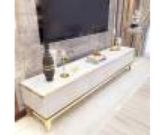 Meuble tv design marbre artificiel et couleur or Baron