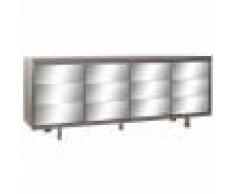 COMMODE MELAMINE MIROIR 200X45X79 LAQUÉ GRIS CLAIR