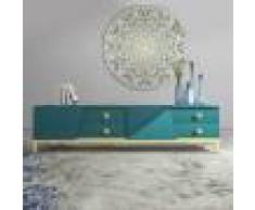 Meuble TV design couleur bleu et or Azur