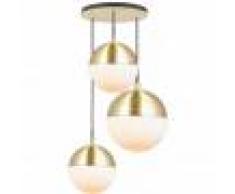 PLAFONNIER MÉTAL VERRE 40X40X80 BOULES DORÉ