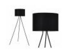 Lampadaire trépied AELIG en métal et tissu - H.160cm - Noir