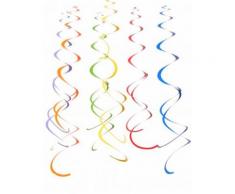 12 Suspensions spirales à suspendre multicolores 55 cm Taille Unique