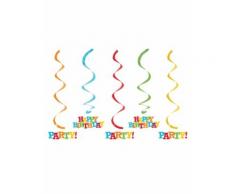 5 Suspensions spirales Happy Birthday Taille Unique