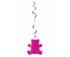 Lot de 6 suspensions métallisées ignifugées ourson rose Taille Unique