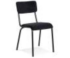 Alterego Chaise de cuisine 'CLUSAZ' en velours noir classique empilable