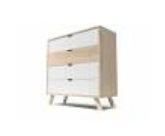 Abc meubles - commode viking scandinave bois vernis naturel/blanc