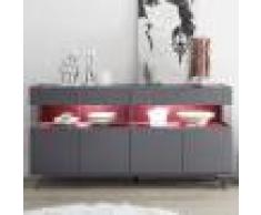 Kasalinea Enfilade 4 portes avec led design gris et rouge palermo 5