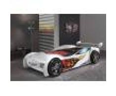 Lit enfant voiture de course blanc 90x200