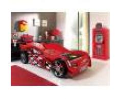 Lit enfant voiture de course rouge et noir 90x200