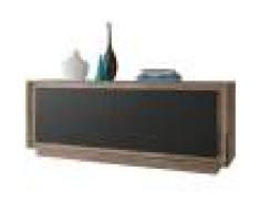 Kasalinea Enfilade 4 portes couleur bois et noir moderne SKYLINE
